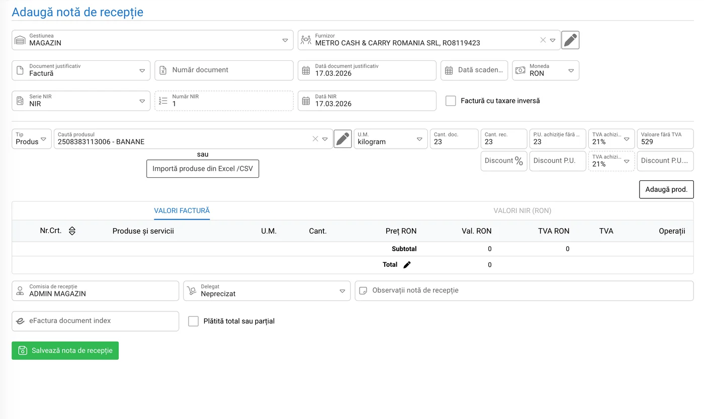 Interfață gestiune stocuri RezoSoft
