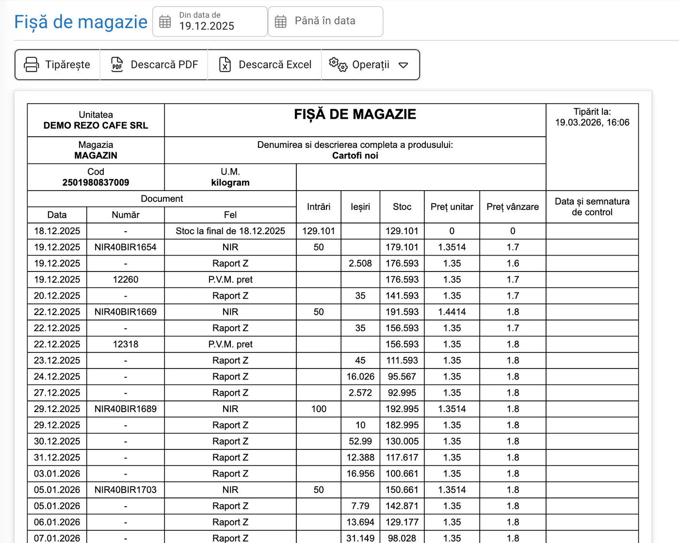 Inventar în timp real RezoSoft