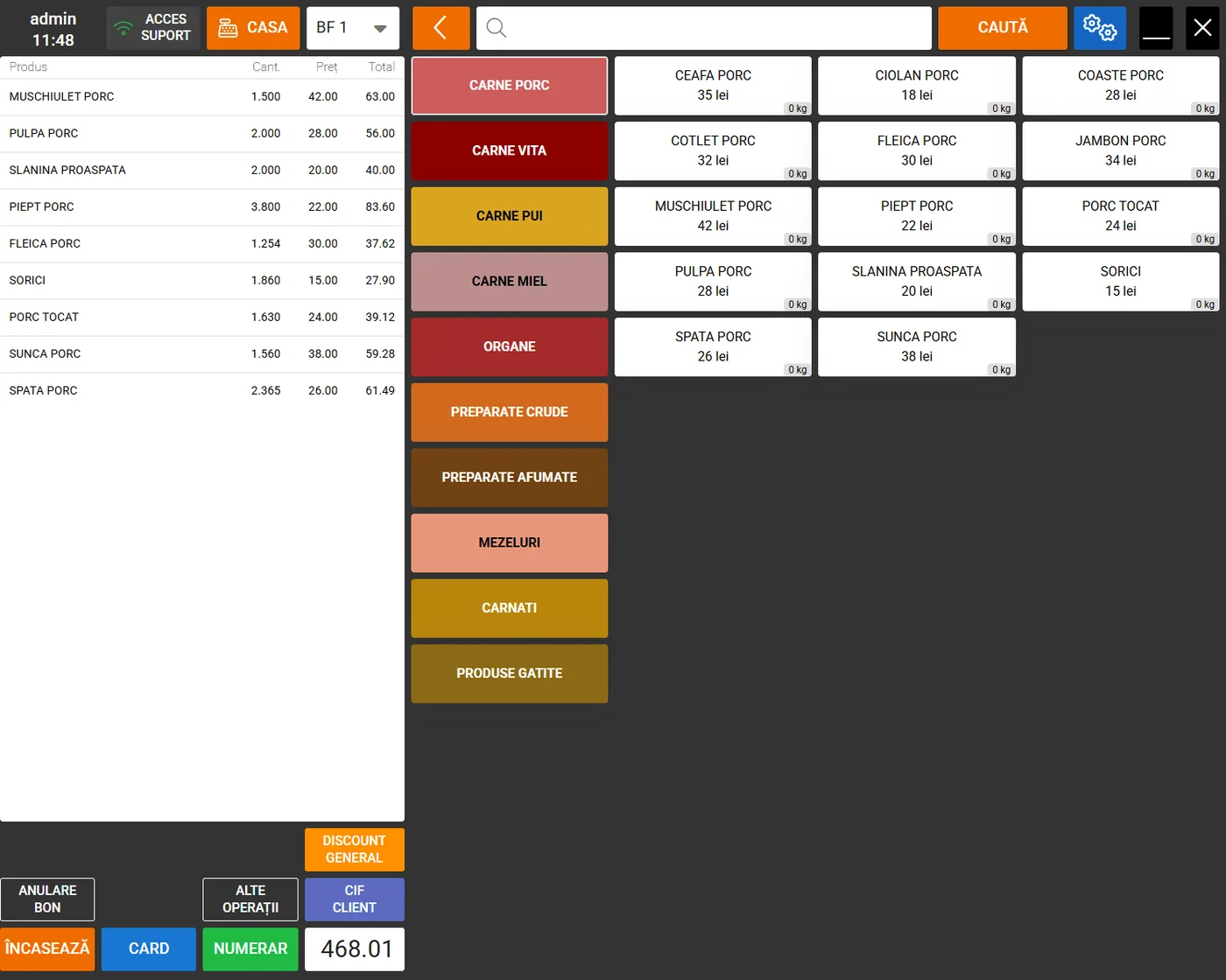 Interfață POS — vânzare rapidă